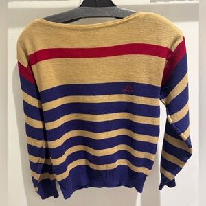 VINTAGE Jordache Navy, purple, red, and Tan Striped Sweater
